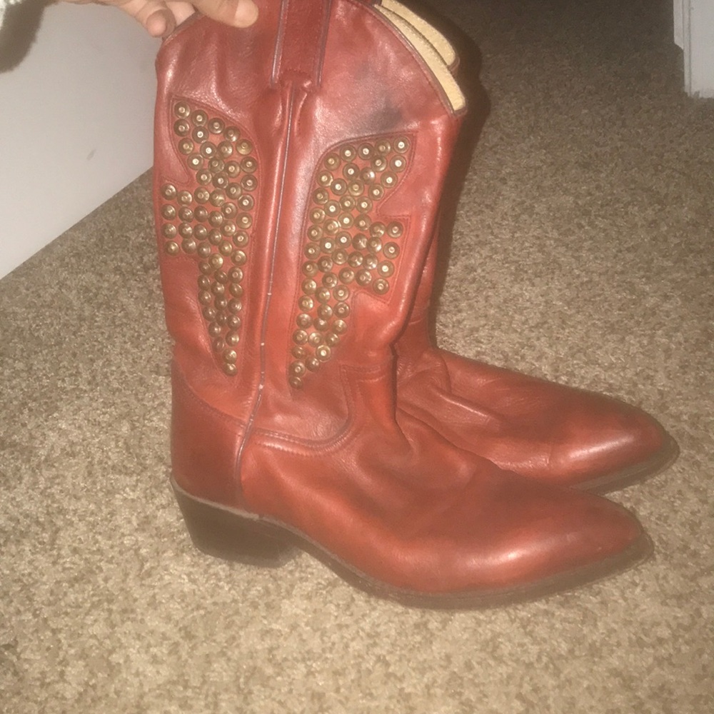 Frye red cowboy boots 8.5